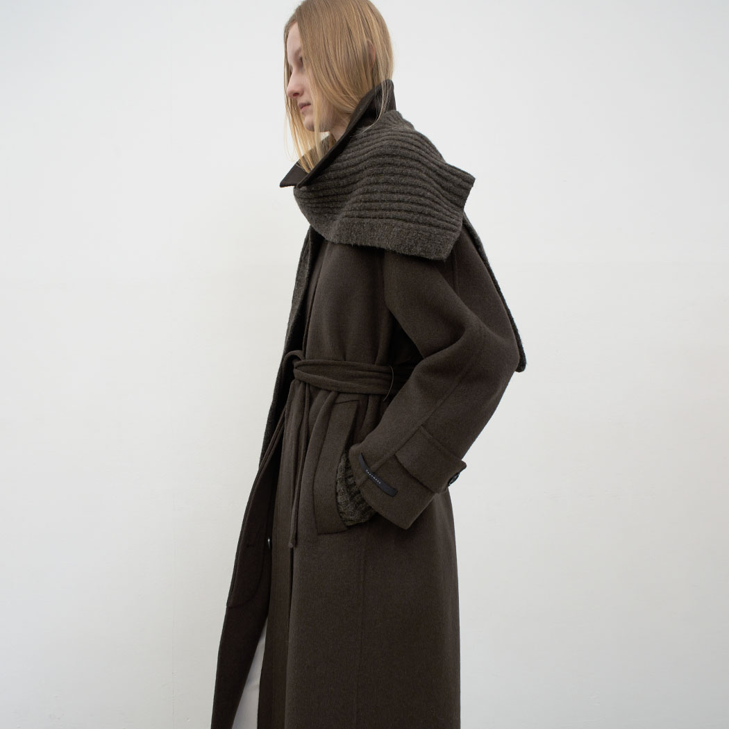 (CT-1454)KNIT SET BALMACCAN HANDMADE LONG COAT S