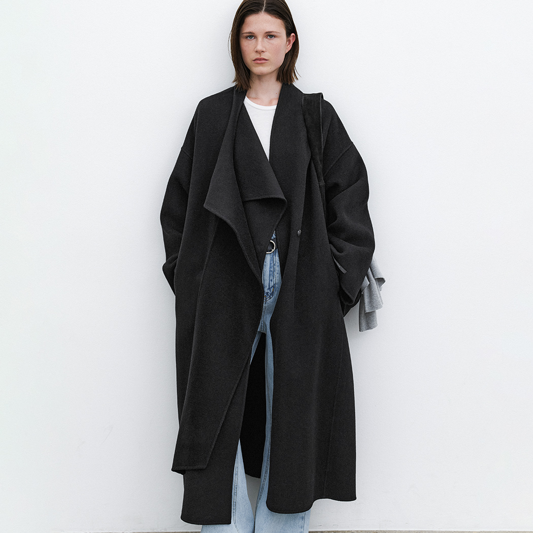 (CT-1459)DRAPE SCARF WOOL HANDMADE COAT