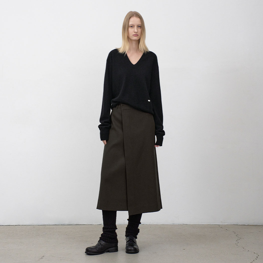 (SK-5067)ESSENTIAL UNBALANCED WRAP SKIRT