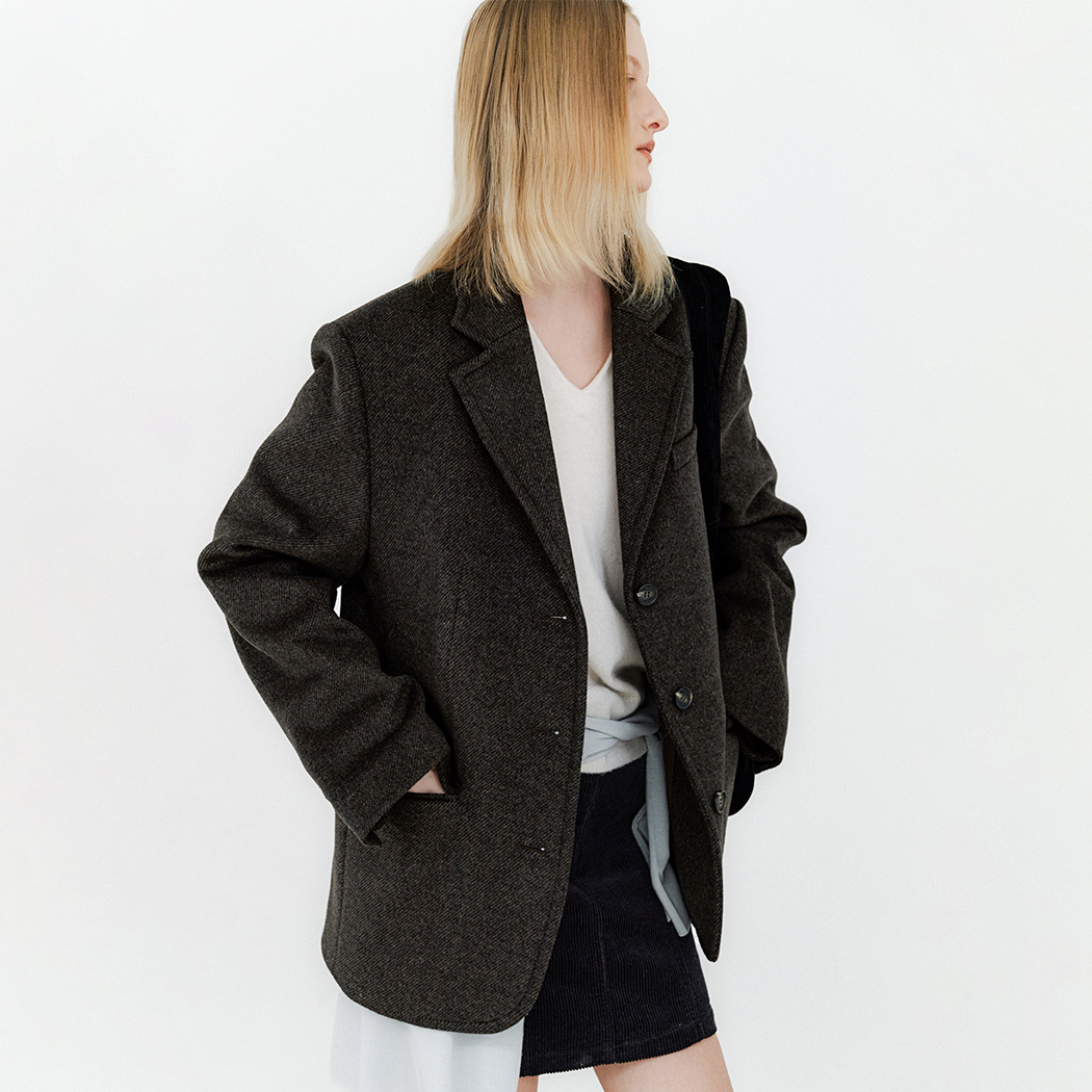 (JK-3055)WOOL TWILL SINGLE BUTTON JACKET