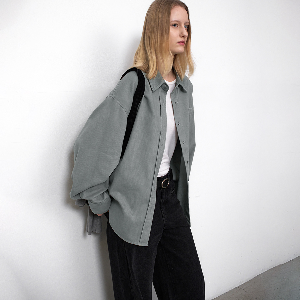 (BL-4380)ESSENTIAL WASHING COTTON OVERSIZED SHIRT