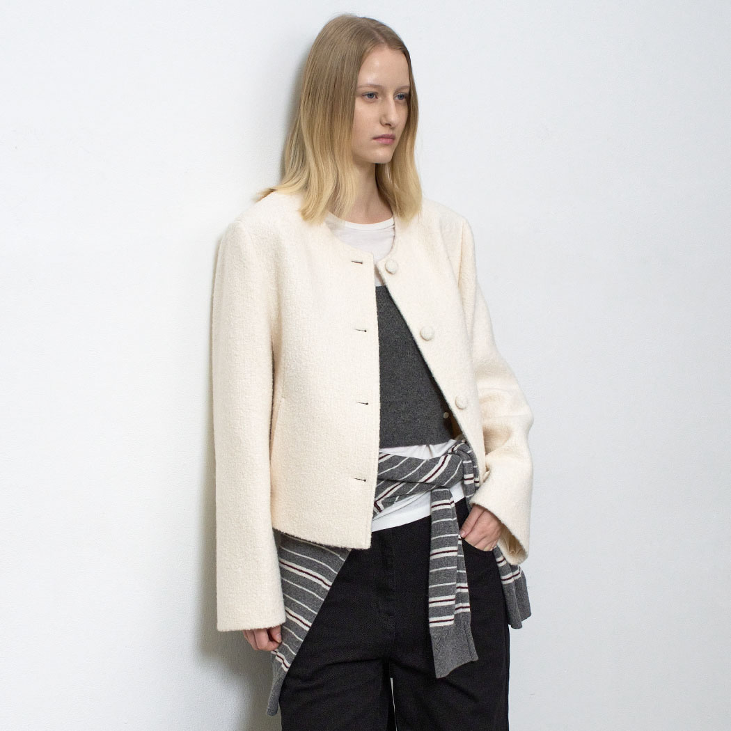 (JK-3054)BOUCLE TWEED 4 BUTTON JACKET