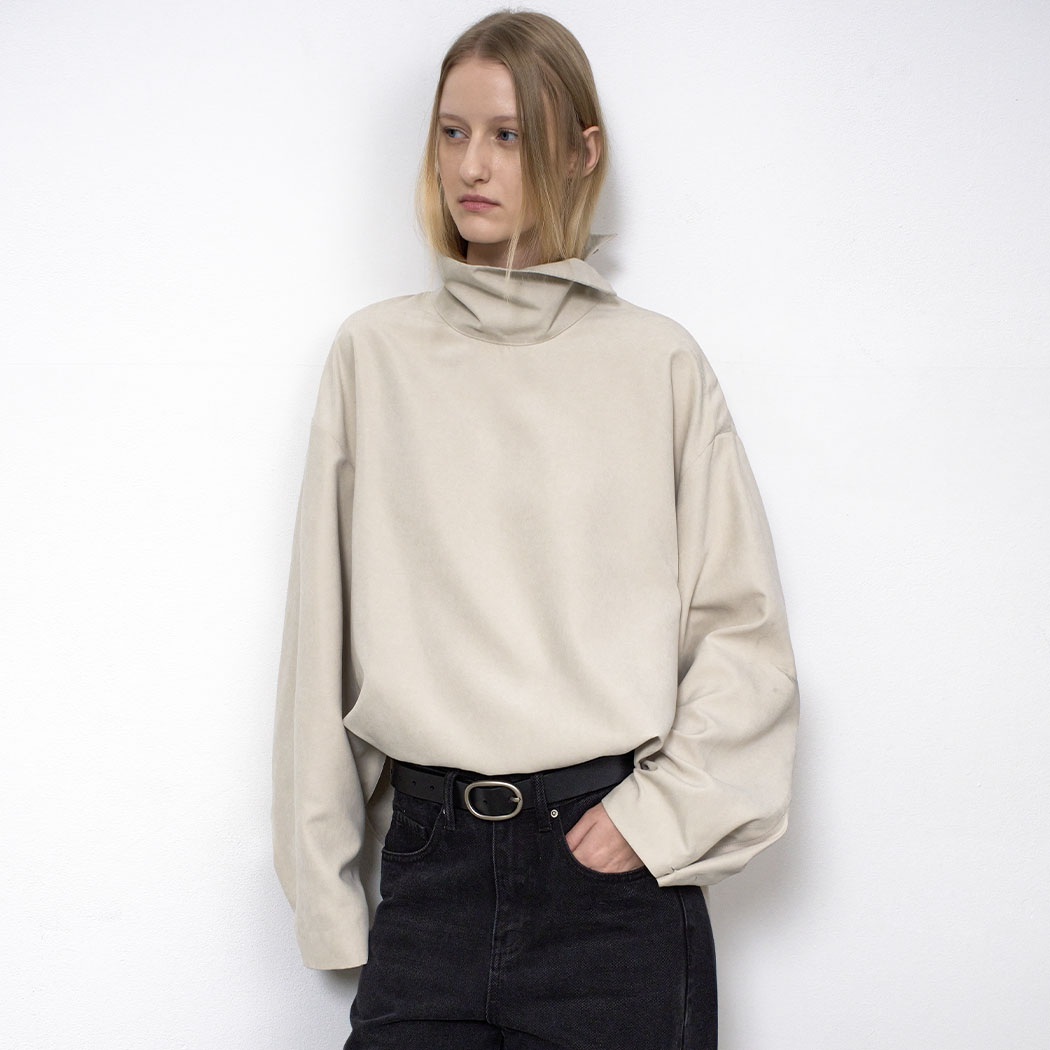 (BL-4378)HIGH NECK LOOSE TOP BLOUSE