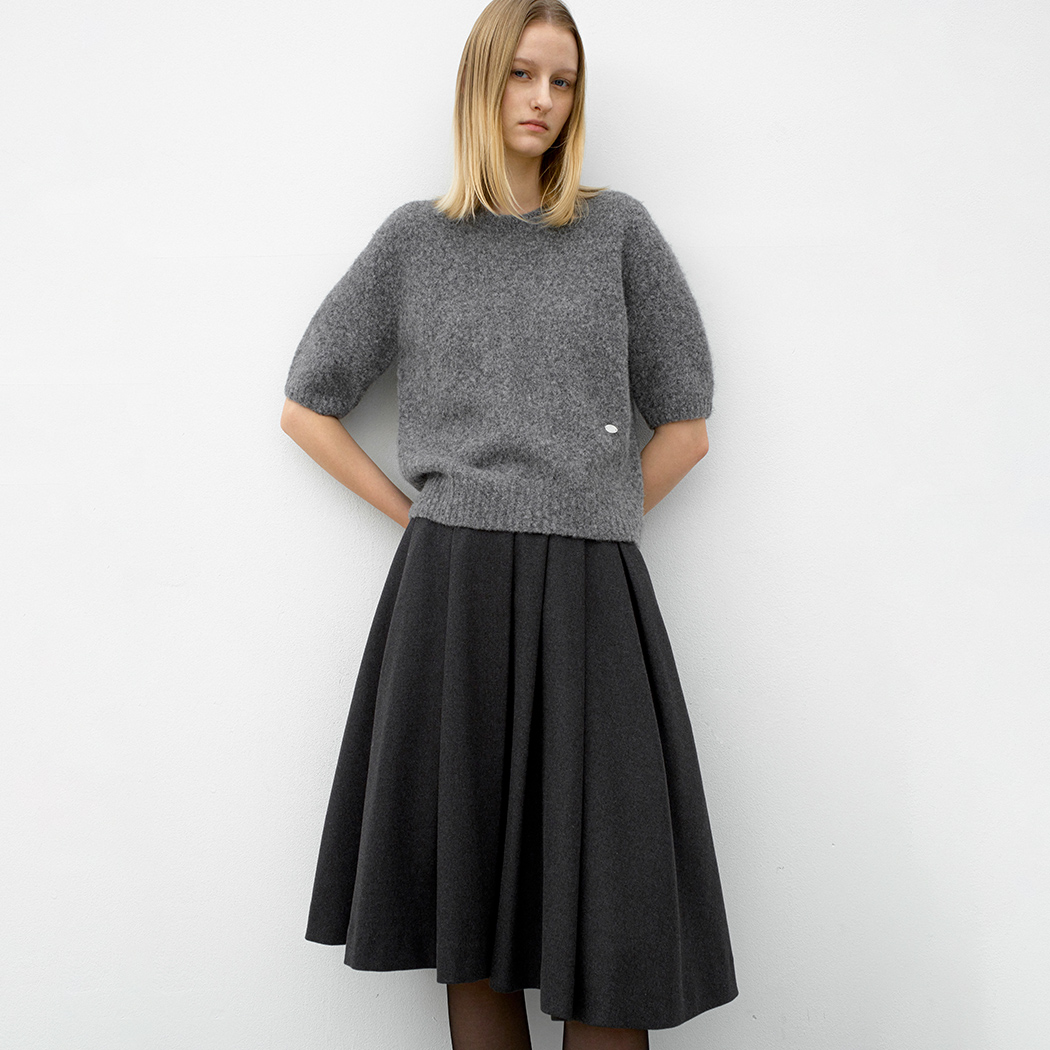 (T-7152)RACOON LIKE HALF SLEEVE KNIT