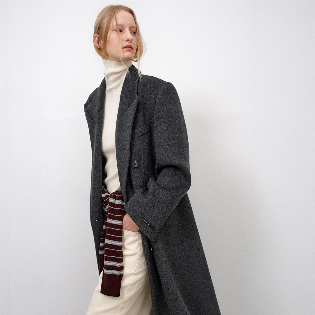 (CT-1457)CASHMERE OVERFIT HANDMADE DOUBLE COAT