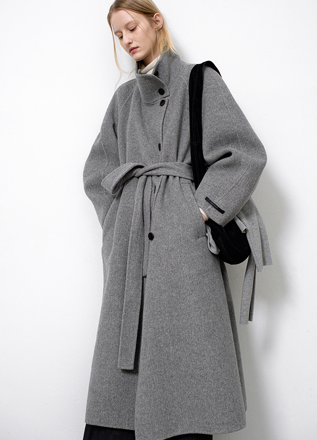 (T-7140)ESSENTIAL WHOLE GARMENT LOOSE FIT HIGH NECK KNIT Korea