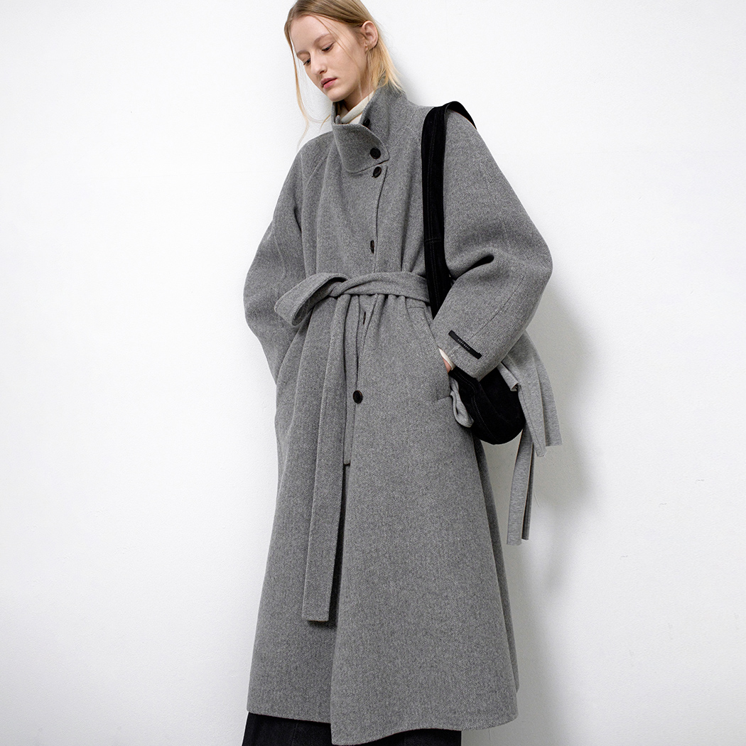 (CT-1462)HIGH NECK VOLUME HANDMADE COAT S