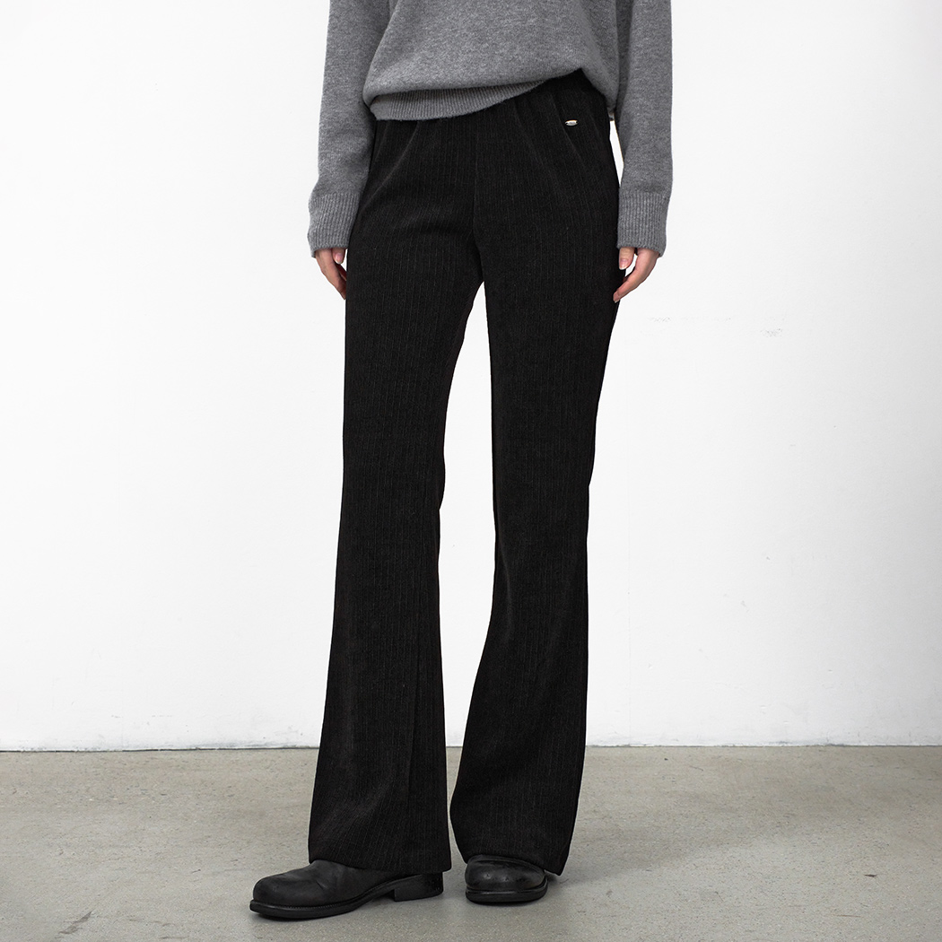 (PT-5725)WARM TEXTURE BANDING BOOTCUT PANTS