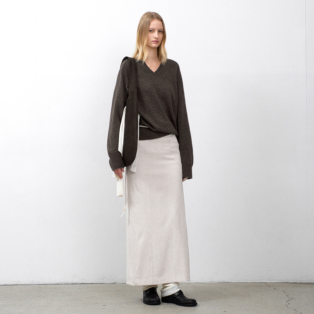 (SK-5064)CORDUROY STRING MAXI SKIRT S