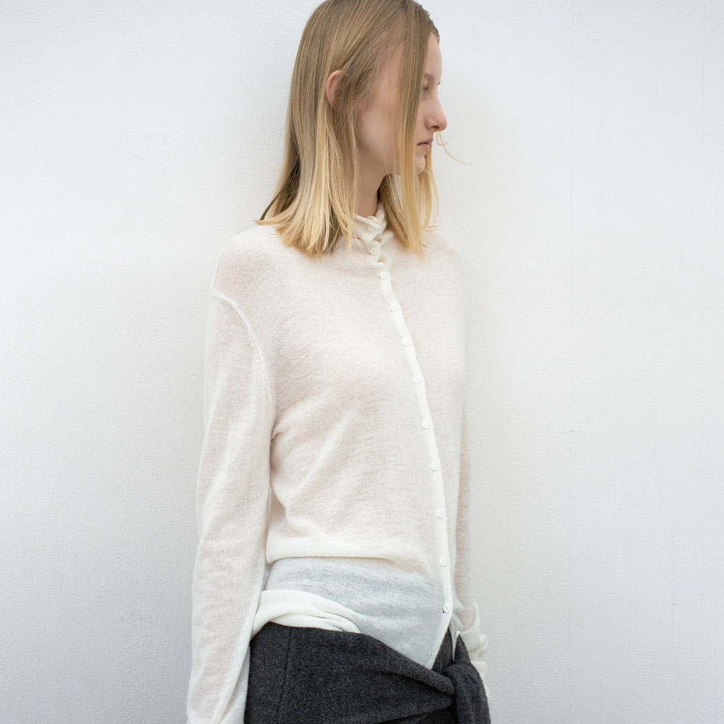 (CD-2246)SHEER ALPACA HIGHNECK 2WAY CARDIGAN