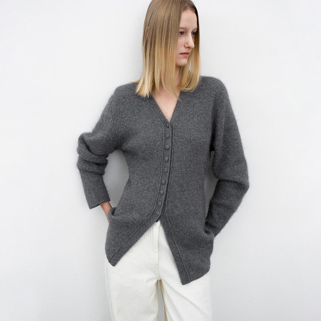 (CD-2234)ANGORA BLENDED KNIT CARDIGAN