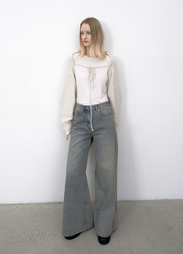 (CD-2239)HAIRY STRING DETAIL KNIT BOLERO Korea