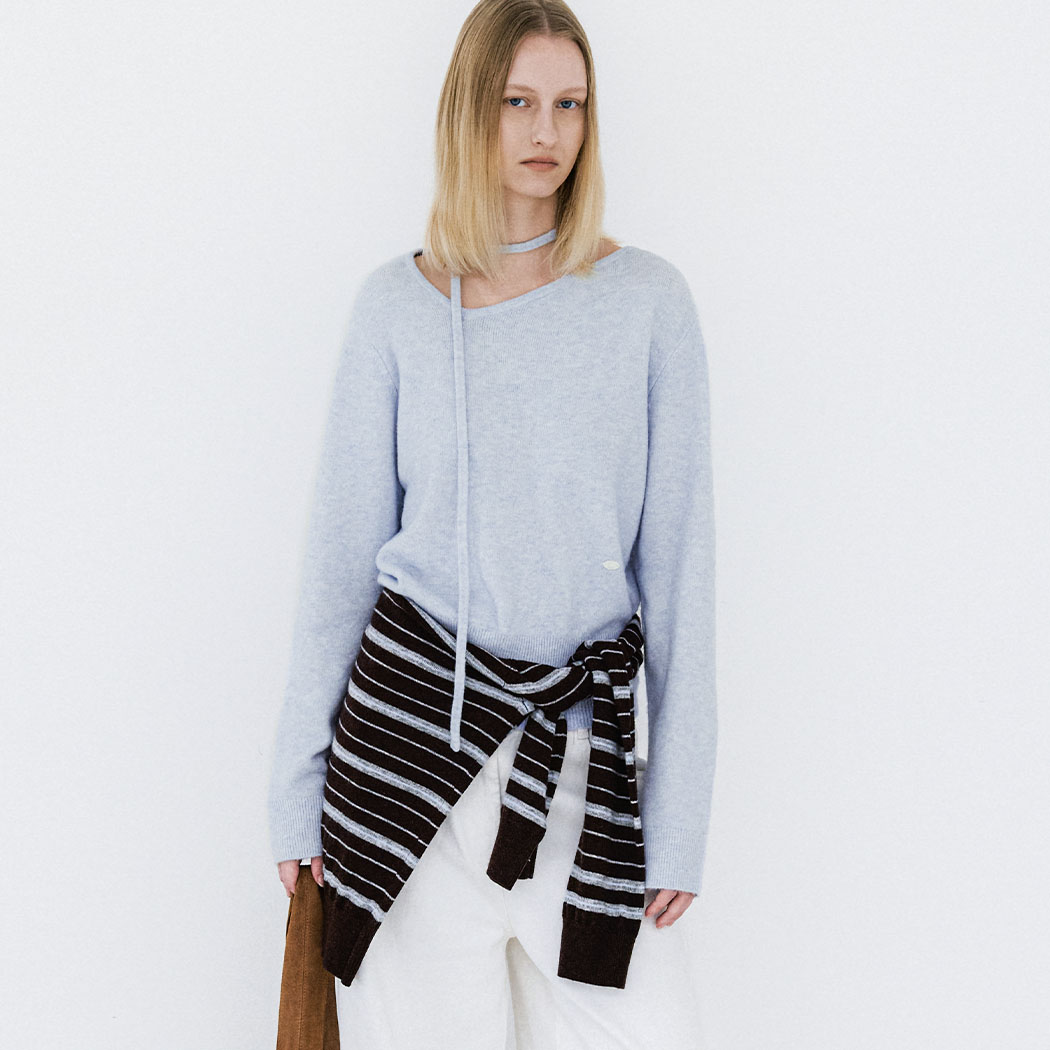 (T-7142)SIDE NECK STRAP DETAIL KNIT