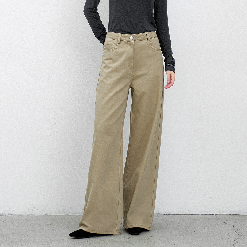 (PT-5723)WARM WIDE COLOR DENIM PANTS