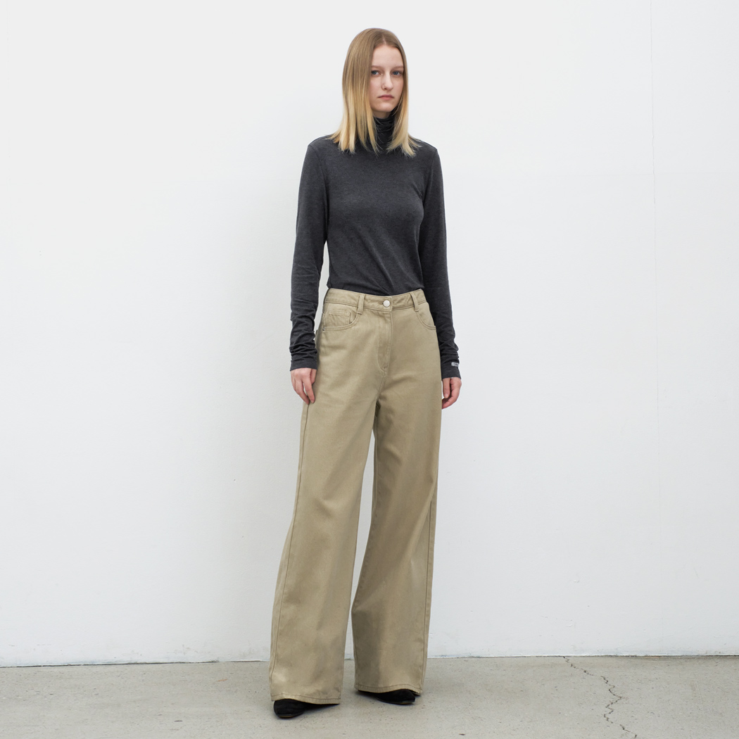 (PT-5723)WARM WIDE COLOR DENIM PANTS
