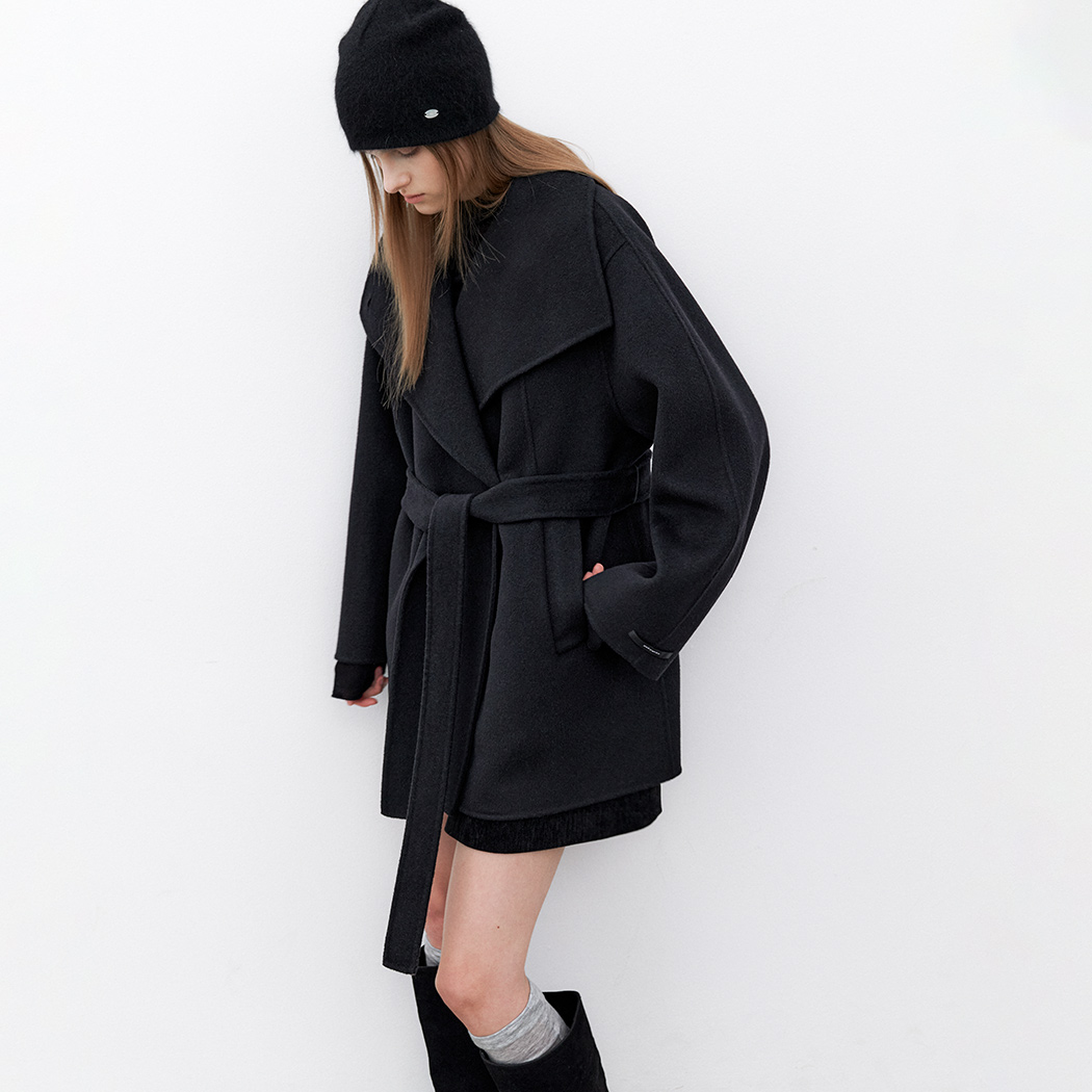 (CT-1460)TOQUE WOOL HANDMADE HALF COAT S