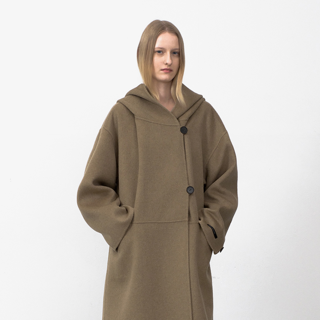 (CT-1456)ROMY HOOD HANDMADE COAT