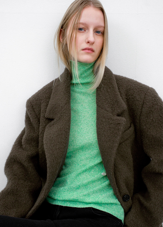 (T-7117)SHEER LIGHT POLO NECK KNIT Korea