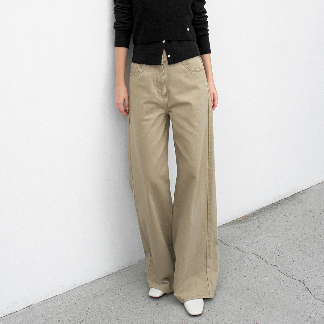 (PT-5723)WARM WIDE COLOR DENIM PANTS