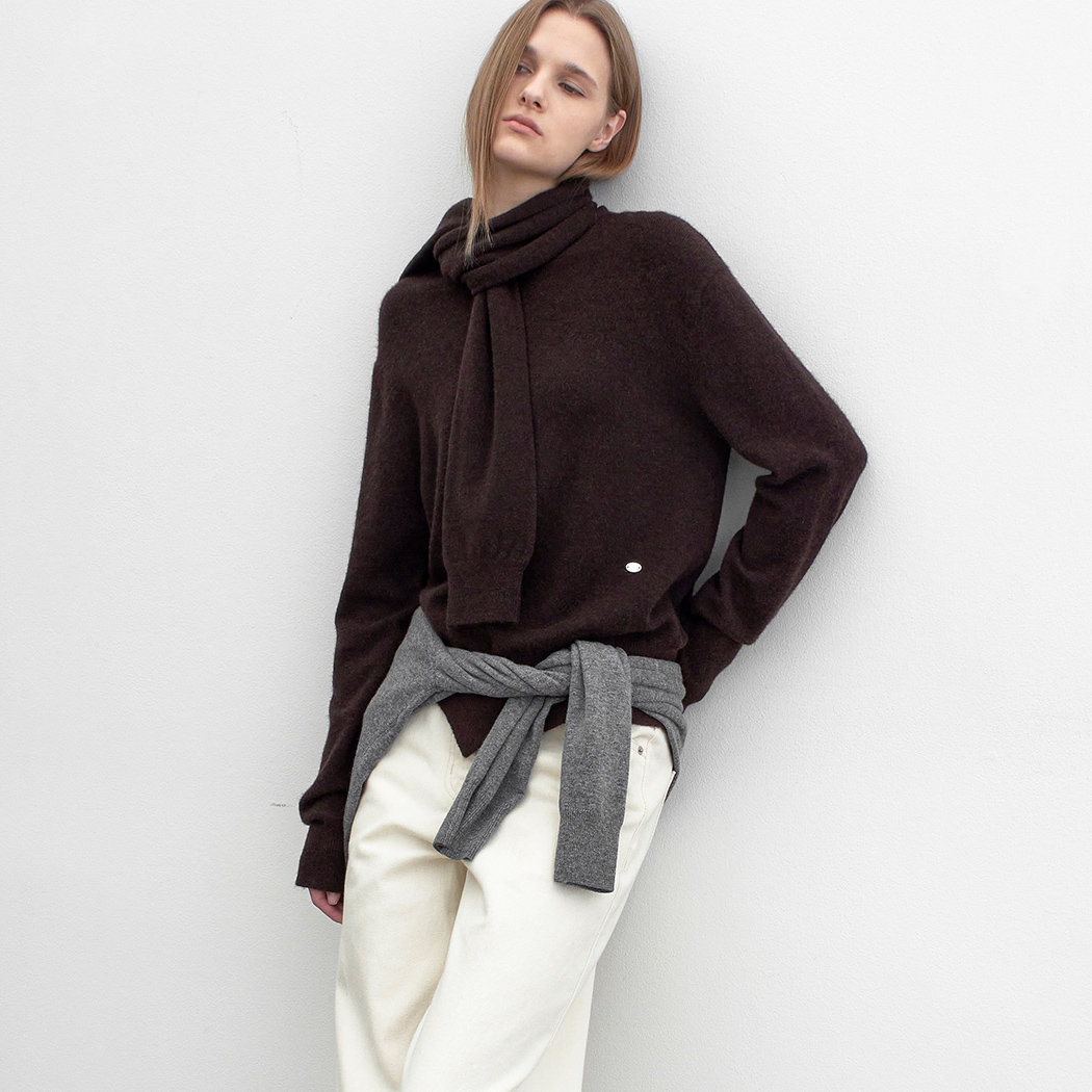 (T-7145)MUFFER SET SOFT WOOL KNIT S