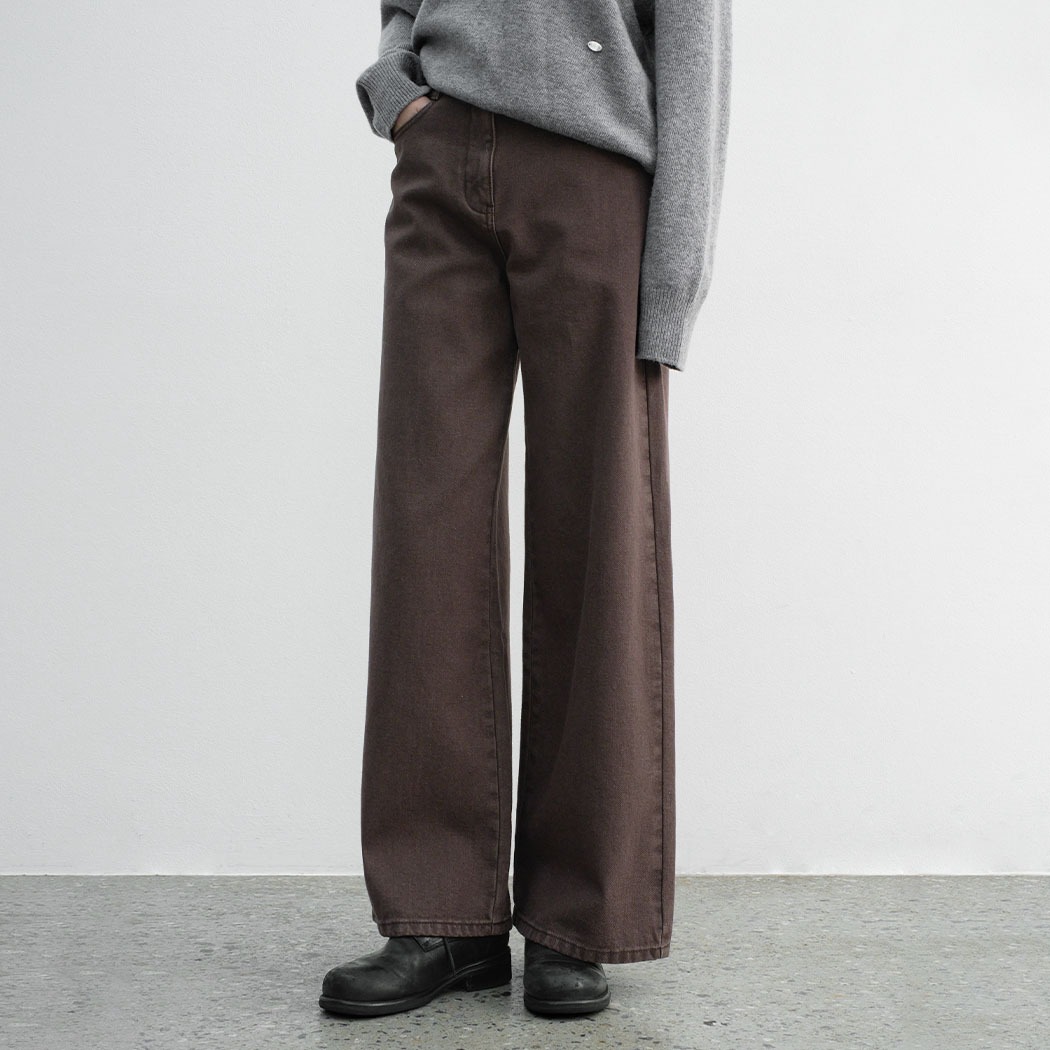 (PT-5723)WARM WIDE COLOR DENIM PANTS