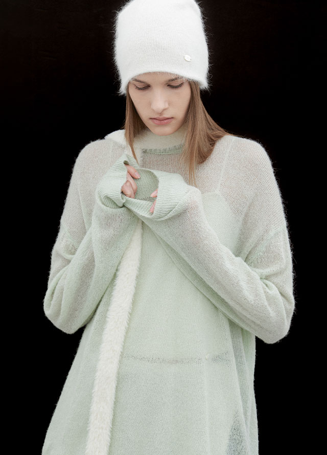 (CT-1454)KNIT SET BALMACCAN HANDMADE LONG COAT S Korea