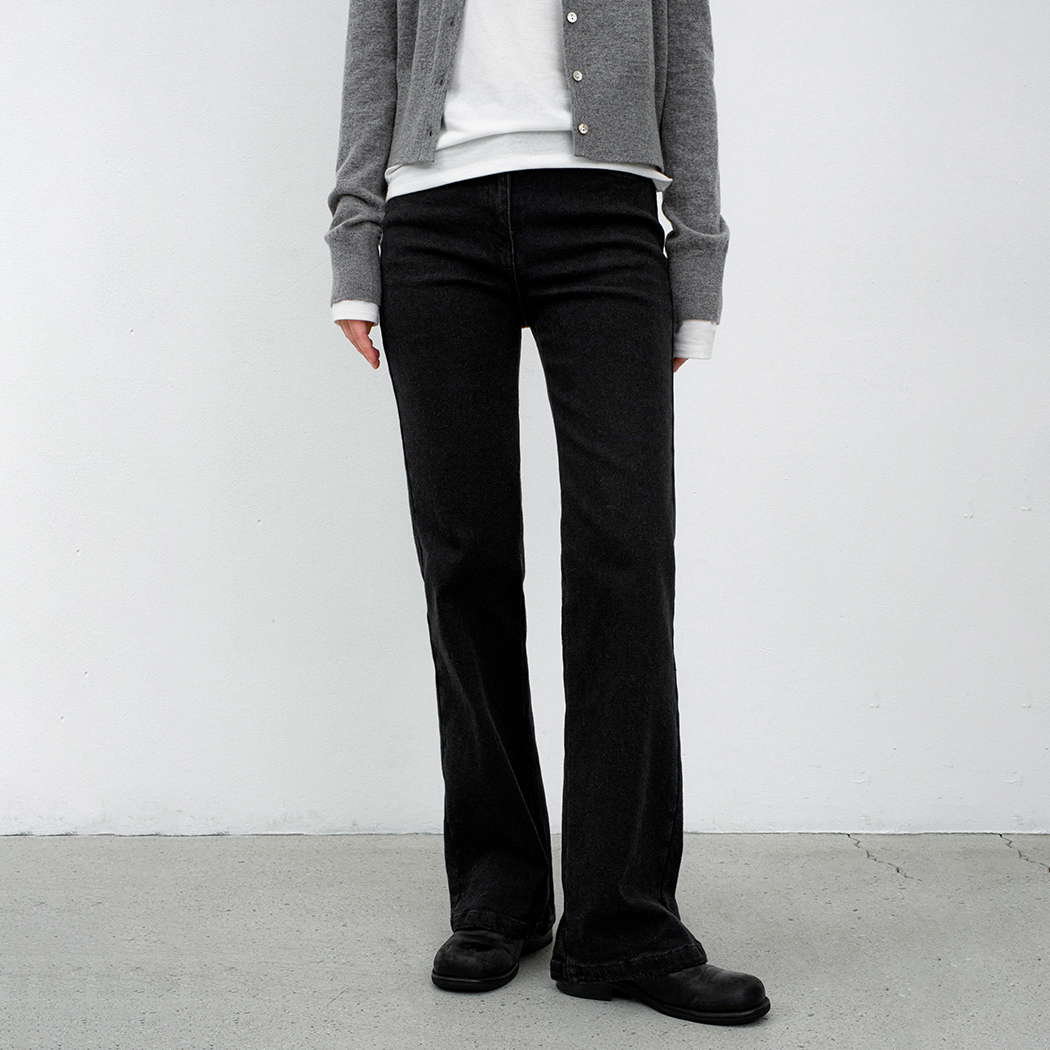(PT-5714)SLIM FIT BOOTCUT WARM DENIM PANTS