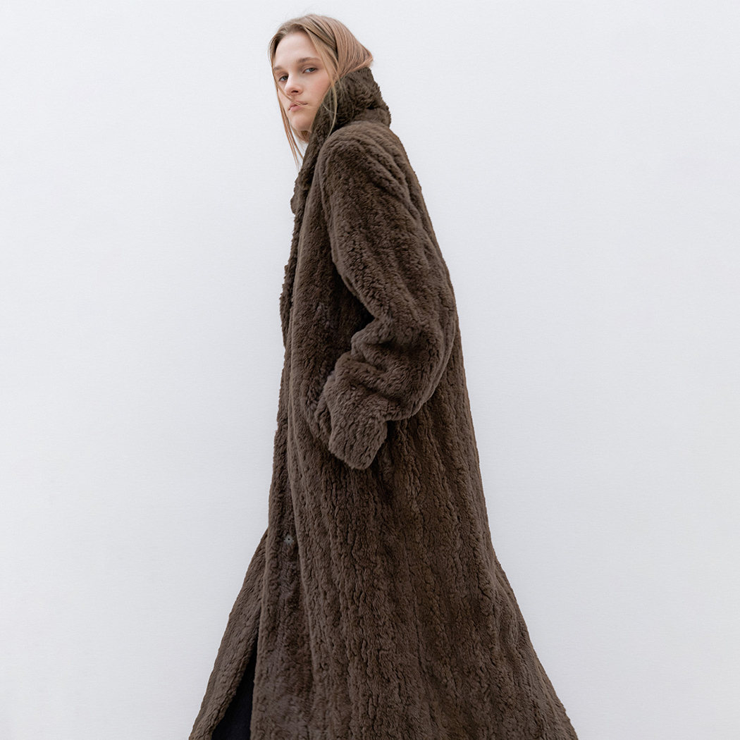 (CT-1474)FLUFFY FUR MAXI COAT