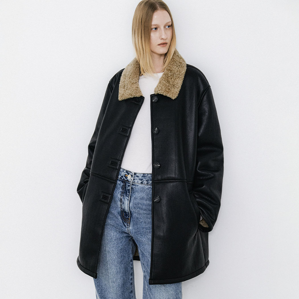 (CT-1472)OVERFIT HALF LEATHER MUSTANG