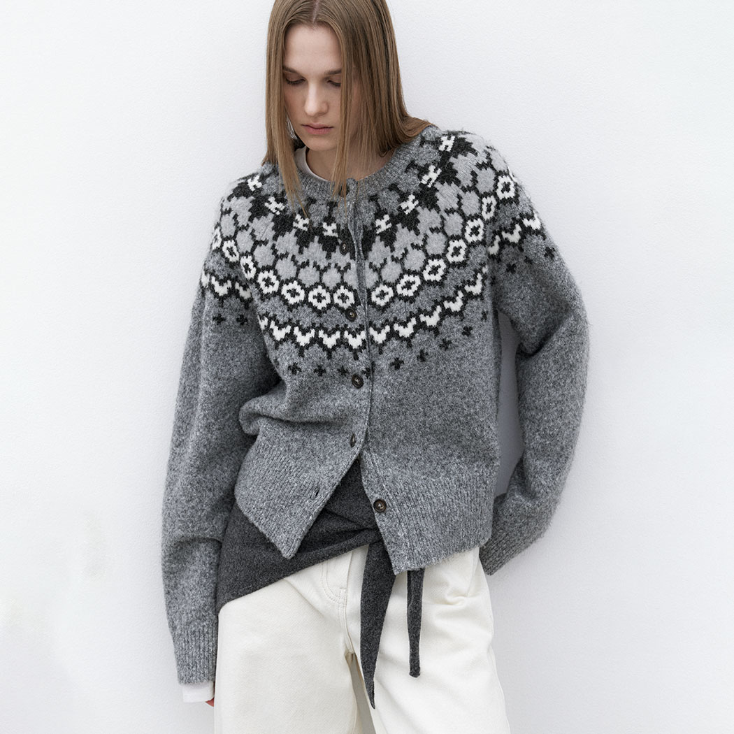 (CD-2240)HARRIS NORDIC PATTERN CARDIGAN