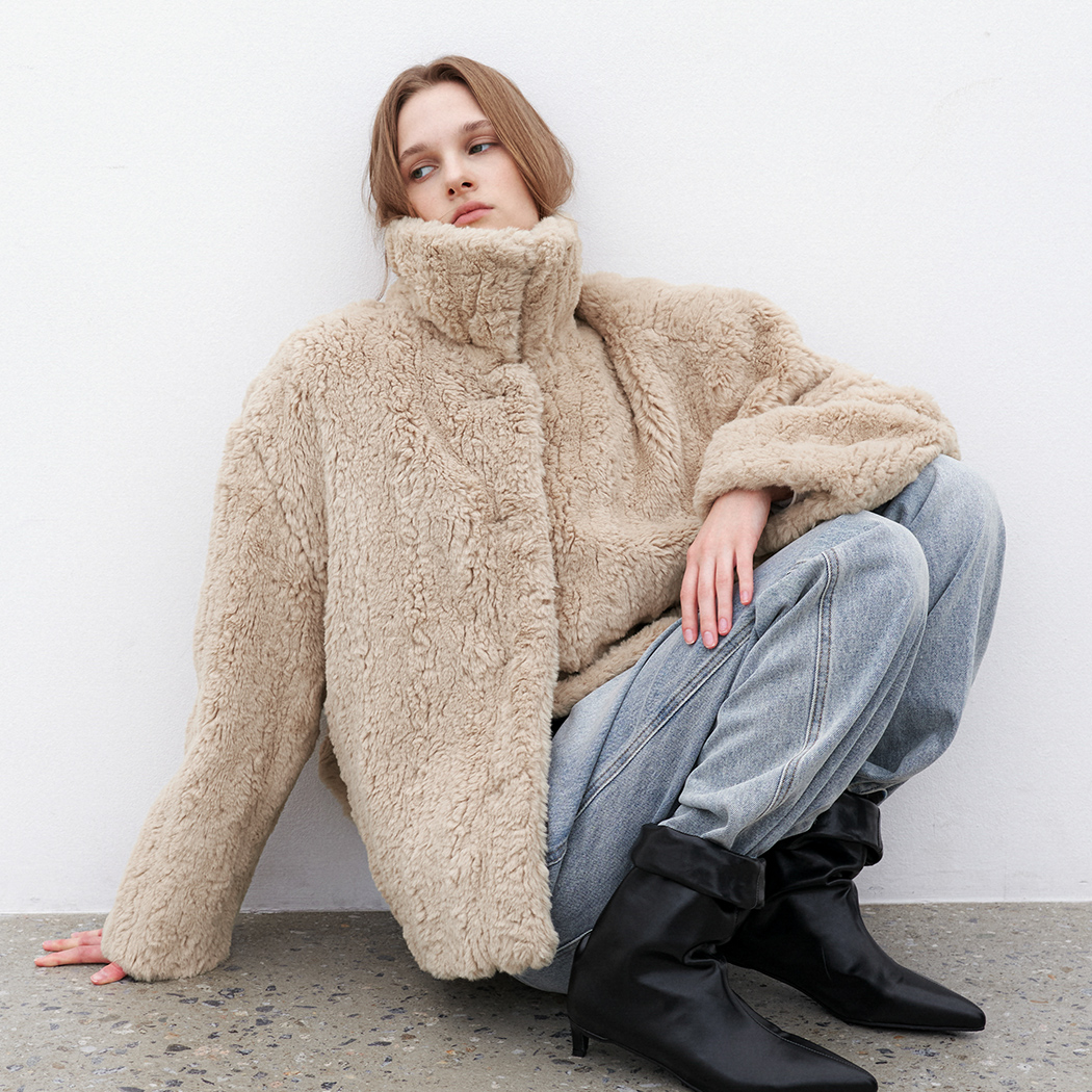 (JK-3051)FLUFFY HAIRY FUR JACKET