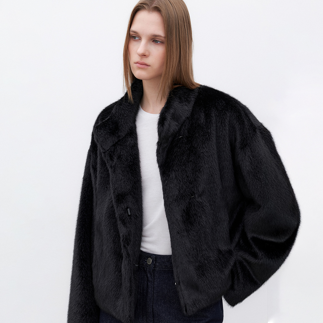 (JK-3059)COCON FIT MINK LIKE FUR SHORT JACKET