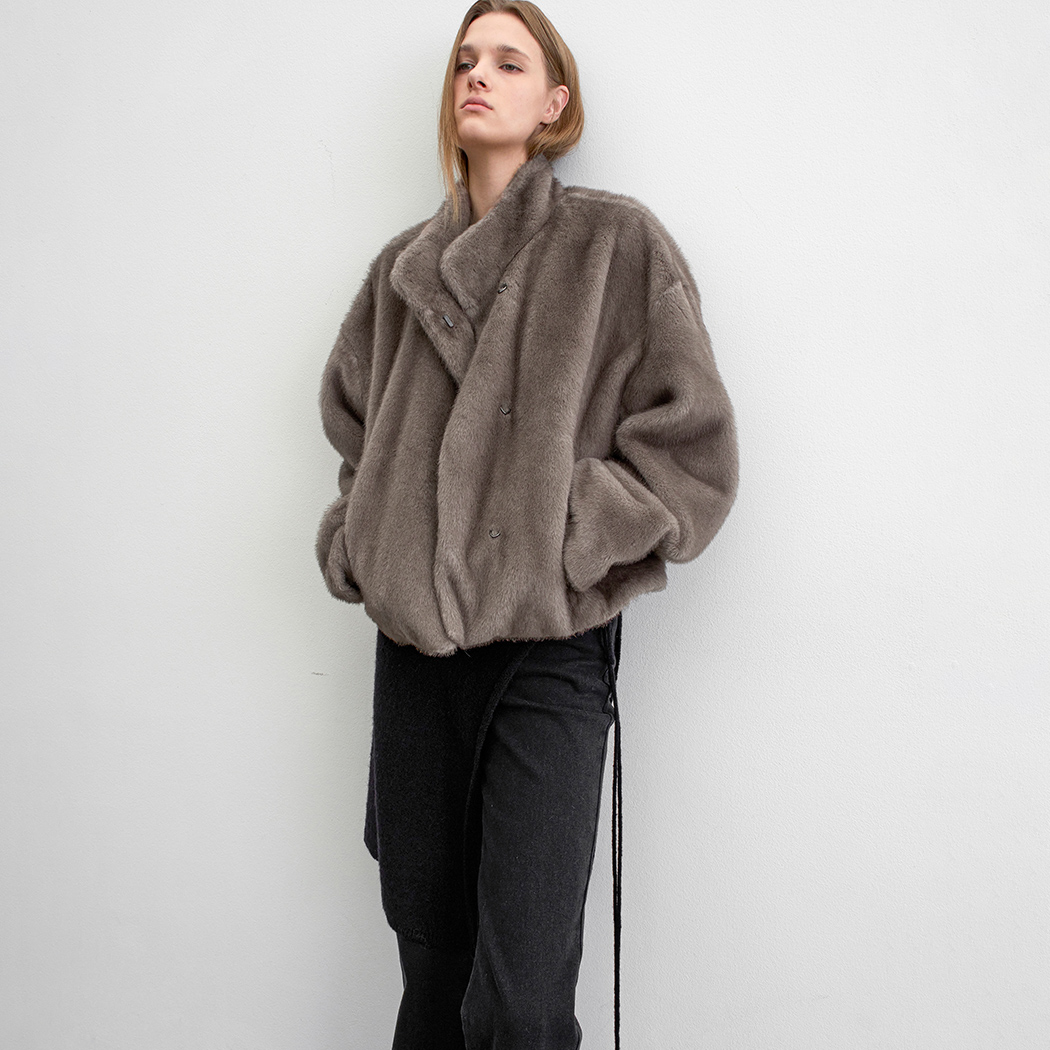 (JK-3059)COCON FIT MINK LIKE FUR SHORT JACKET