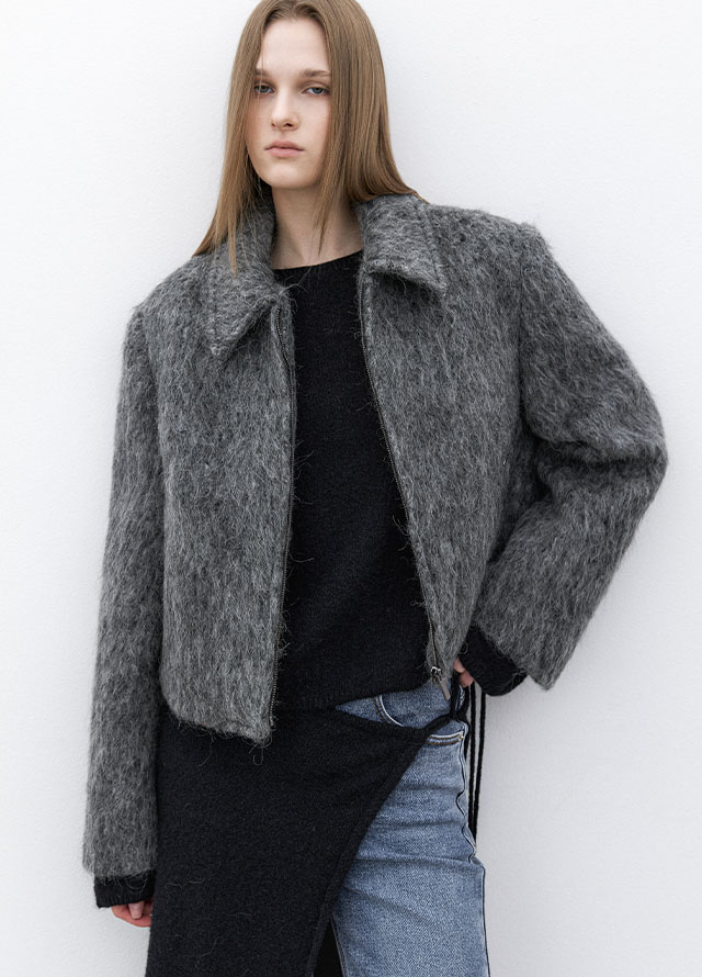 (OP-6312)BOAT NECK WOOL KNIT TOP&SKIRT SET S Korea