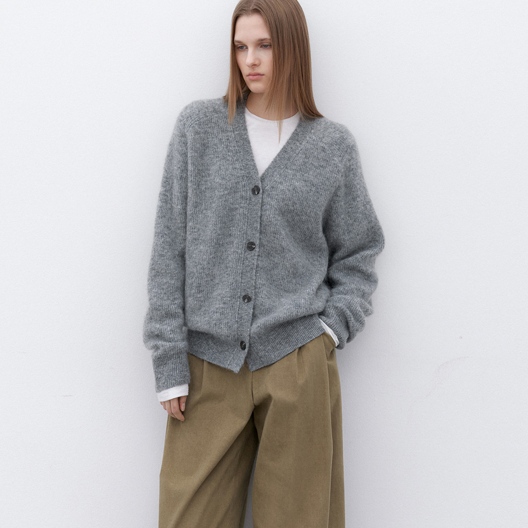 (CD-2236)FEATHERY MOHAIR OVERFIT CARDIGAN