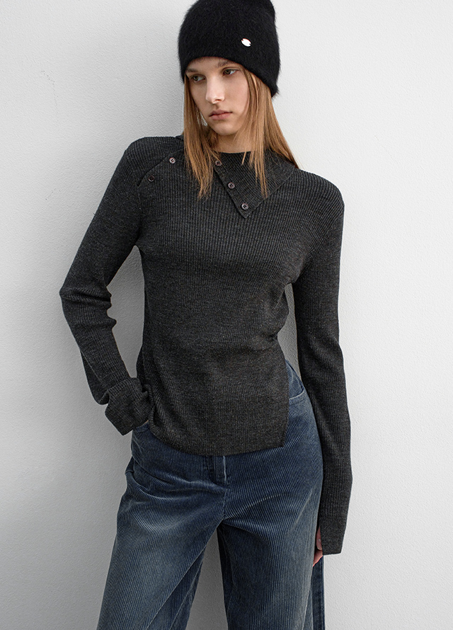 (PT-5732)STITCH TUCK WIDE DENIM PANTS Korea