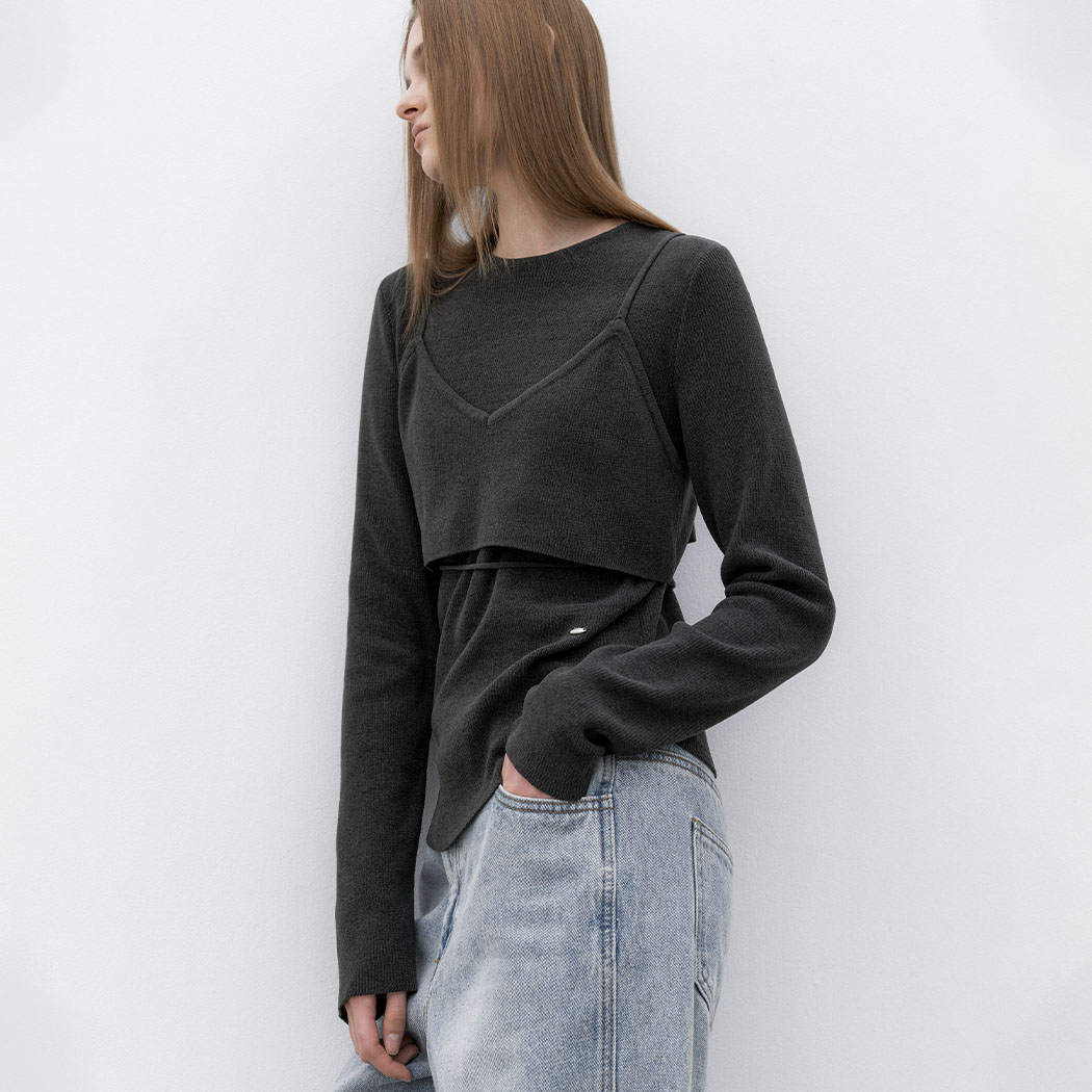 (T-7154)VELVET TEENI LAYERED BUSTIER KNIT S