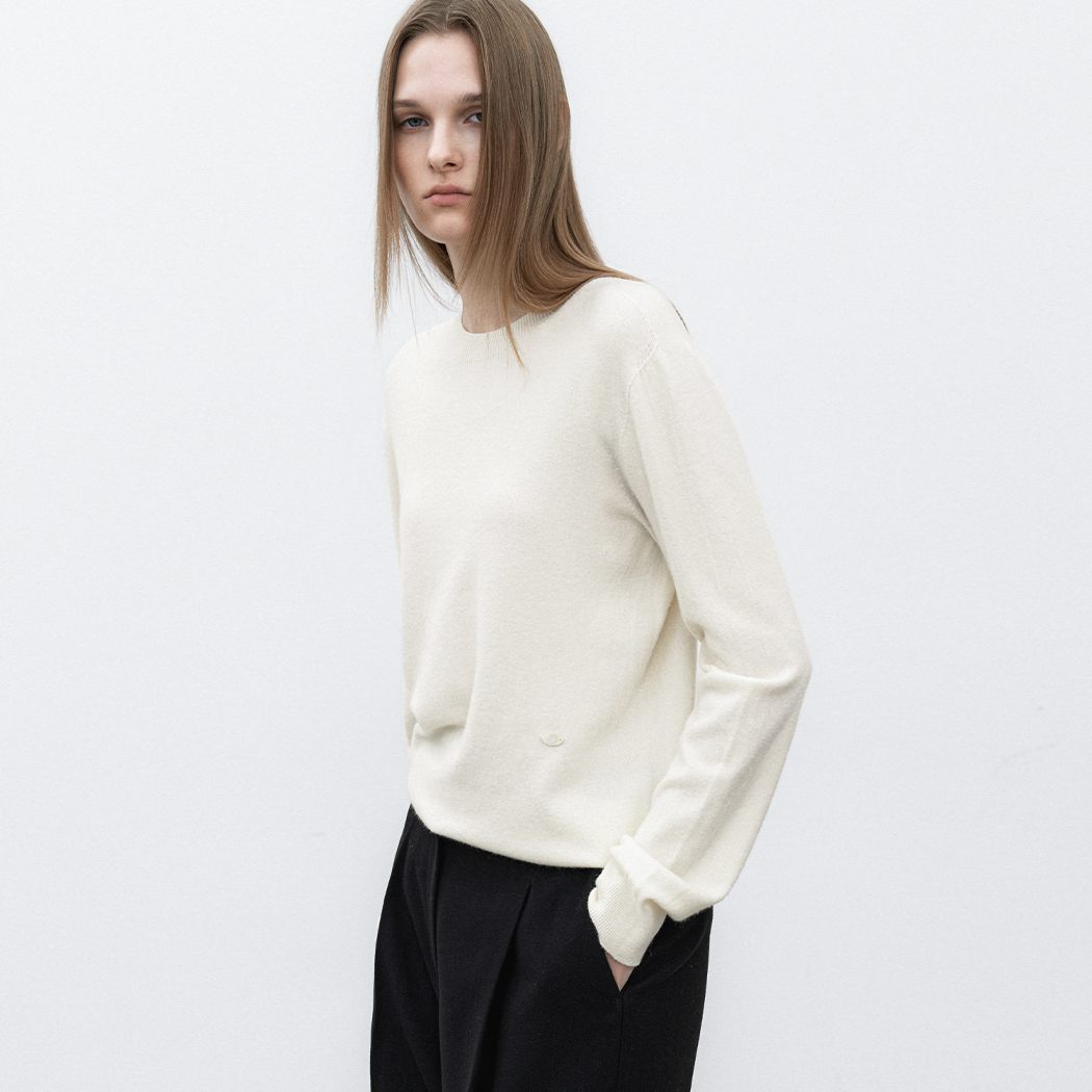 (T-7153)ESSENTIAL WHOLE GARMENT ROUND NECK KNIT