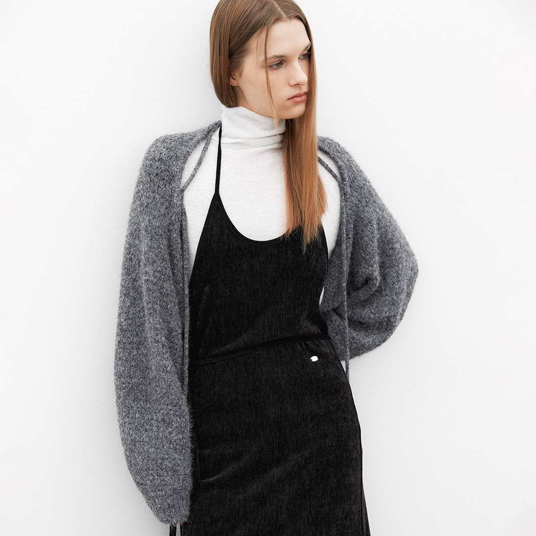 (CD-2239)HAIRY STRING DETAIL KNIT BOLERO Korea