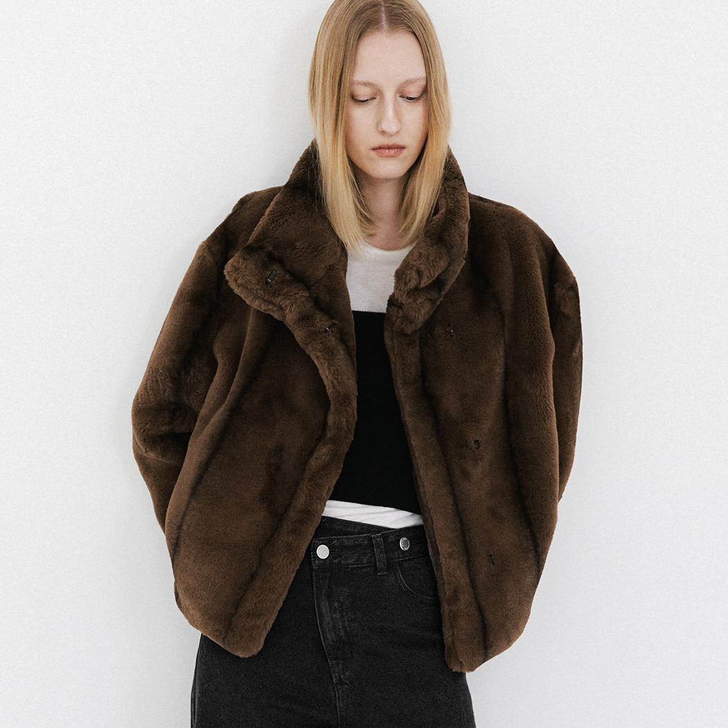 (JK-3057)TWO TONE FLOW FUR JACKET Korea