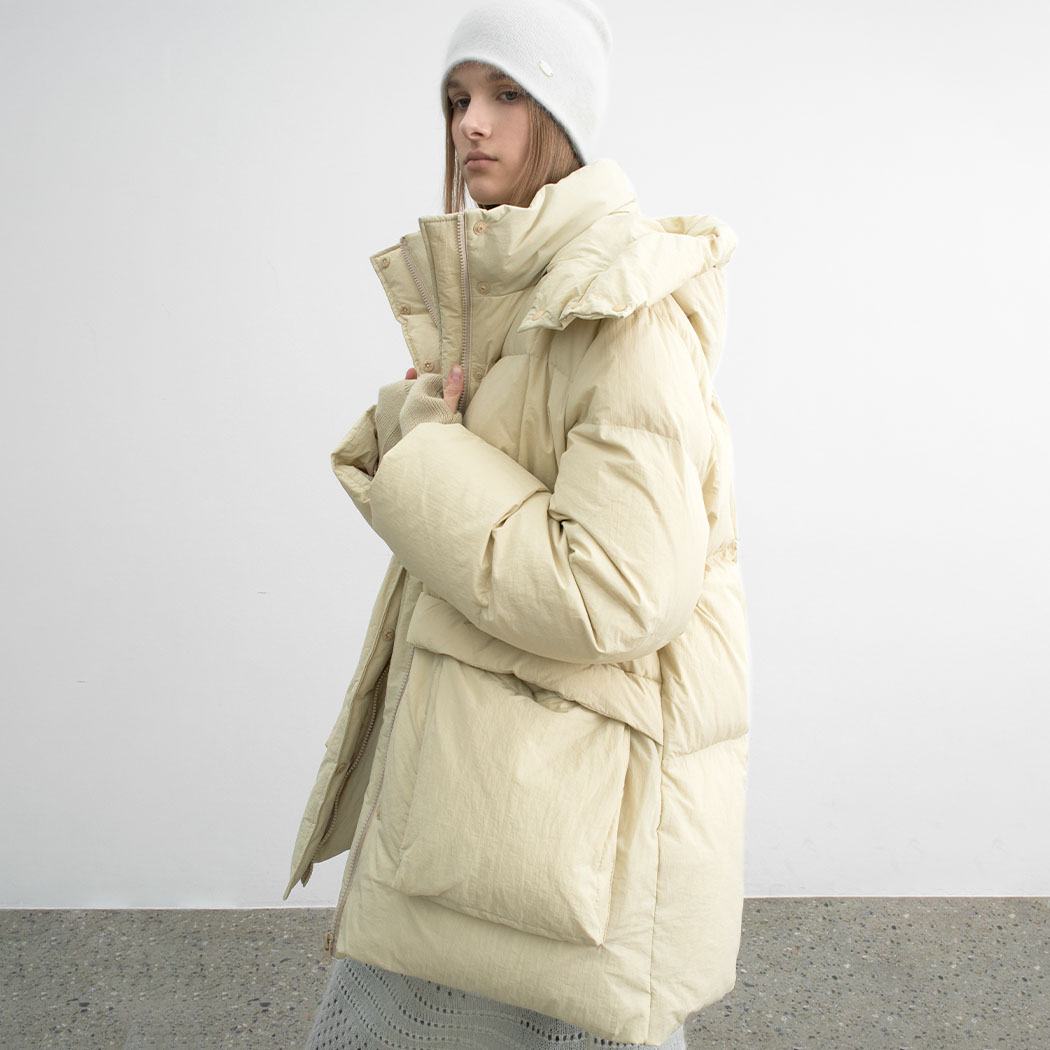 (JP-583)DUCK DOWN HOODY HALF PADDING