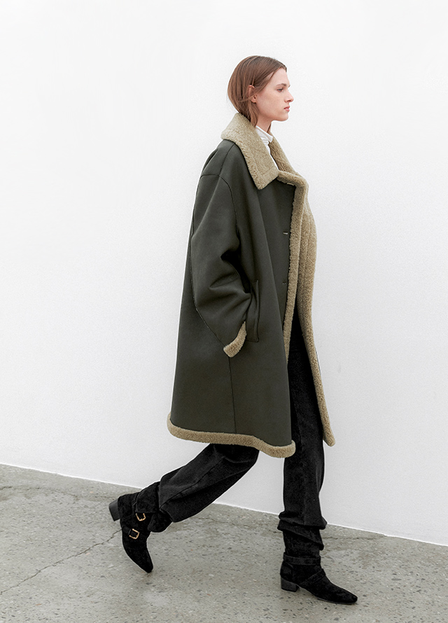 (T-7140)ESSENTIAL WHOLE GARMENT LOOSE FIT HIGH NECK KNIT Korea