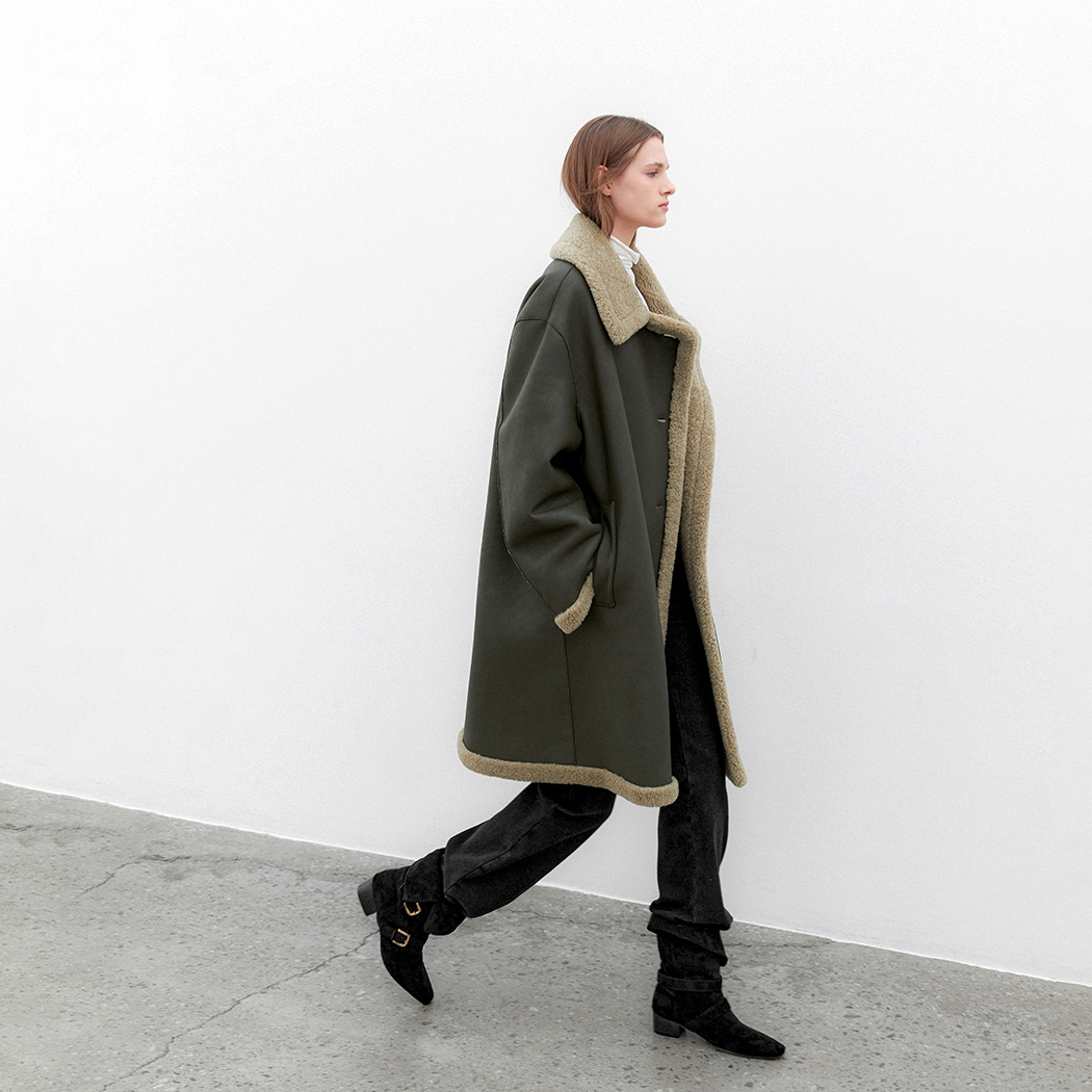 (CT-1476)CALM REVERSIBLE HALF COAT MUSTANG