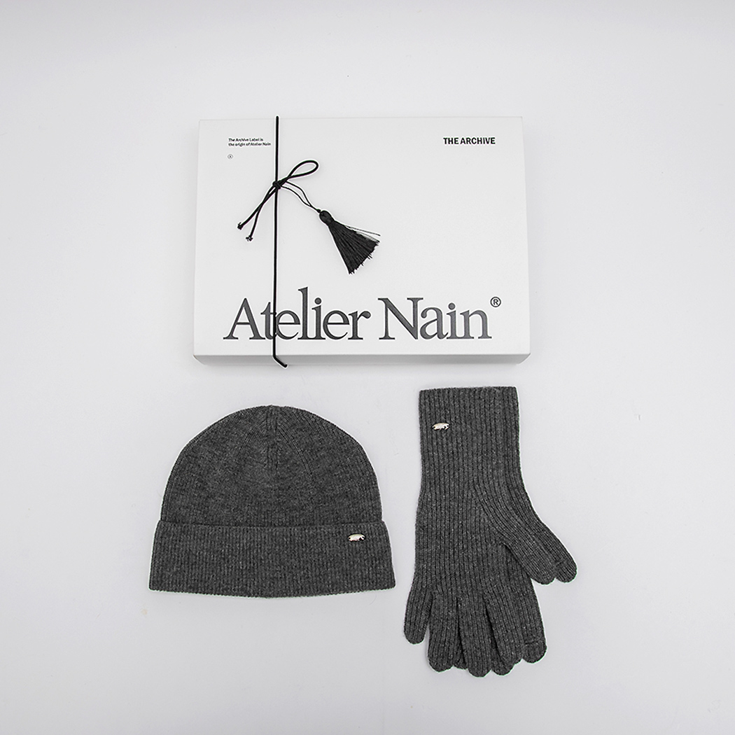 (ETC-2724)CASHMERE KNIT BEANIE&GLOVES SET