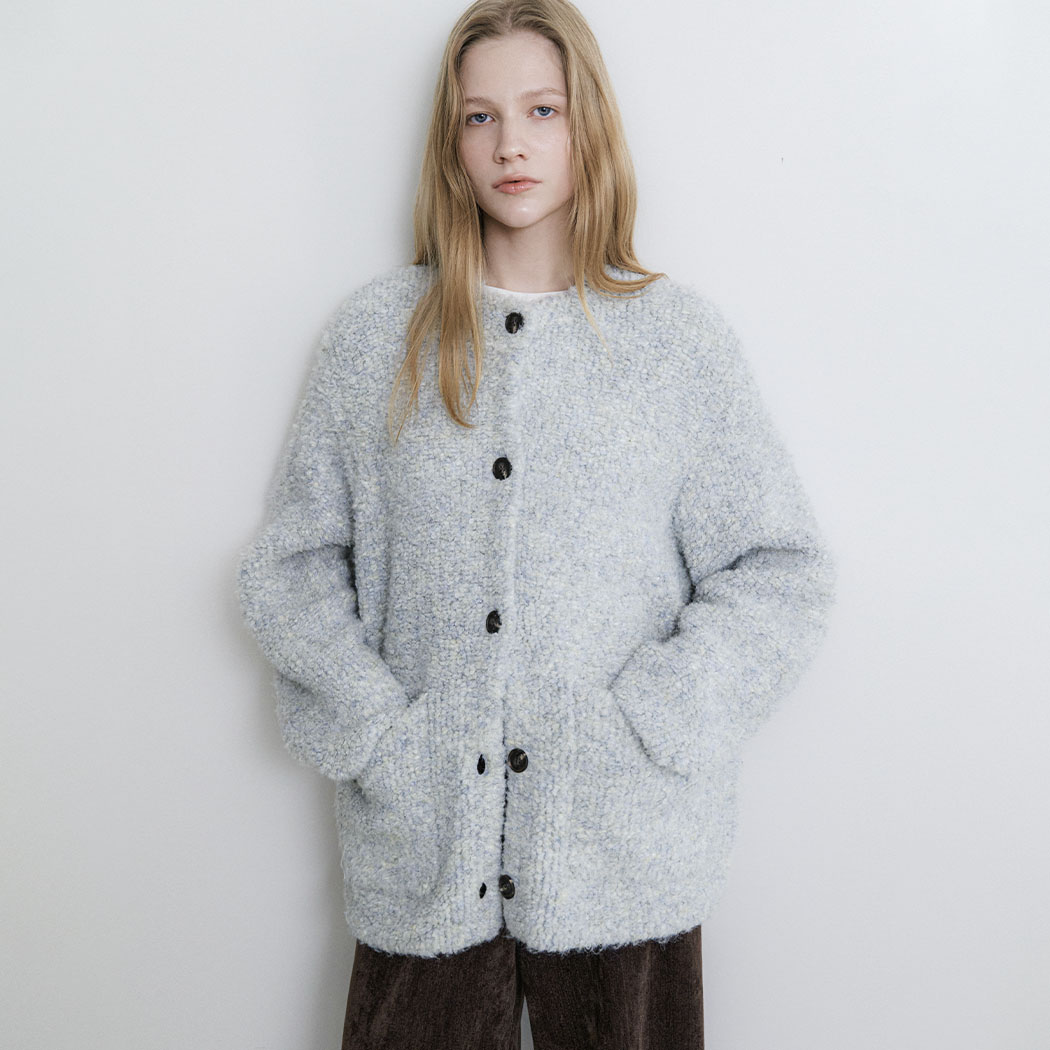 (CD-2233)FURRY LOOF OVERFIT KNIT CARDIGAN