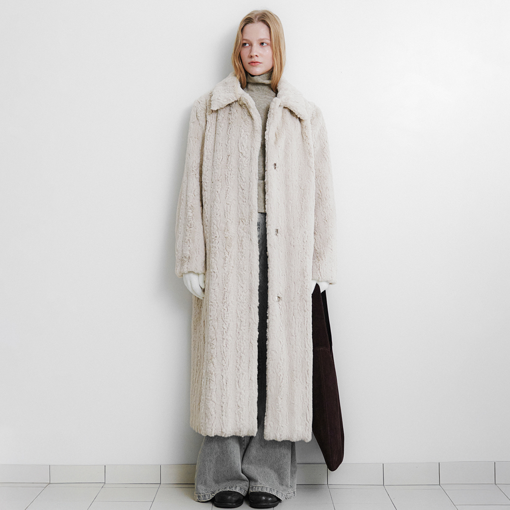 (CT-1474)FLUFFY FUR MAXI COAT