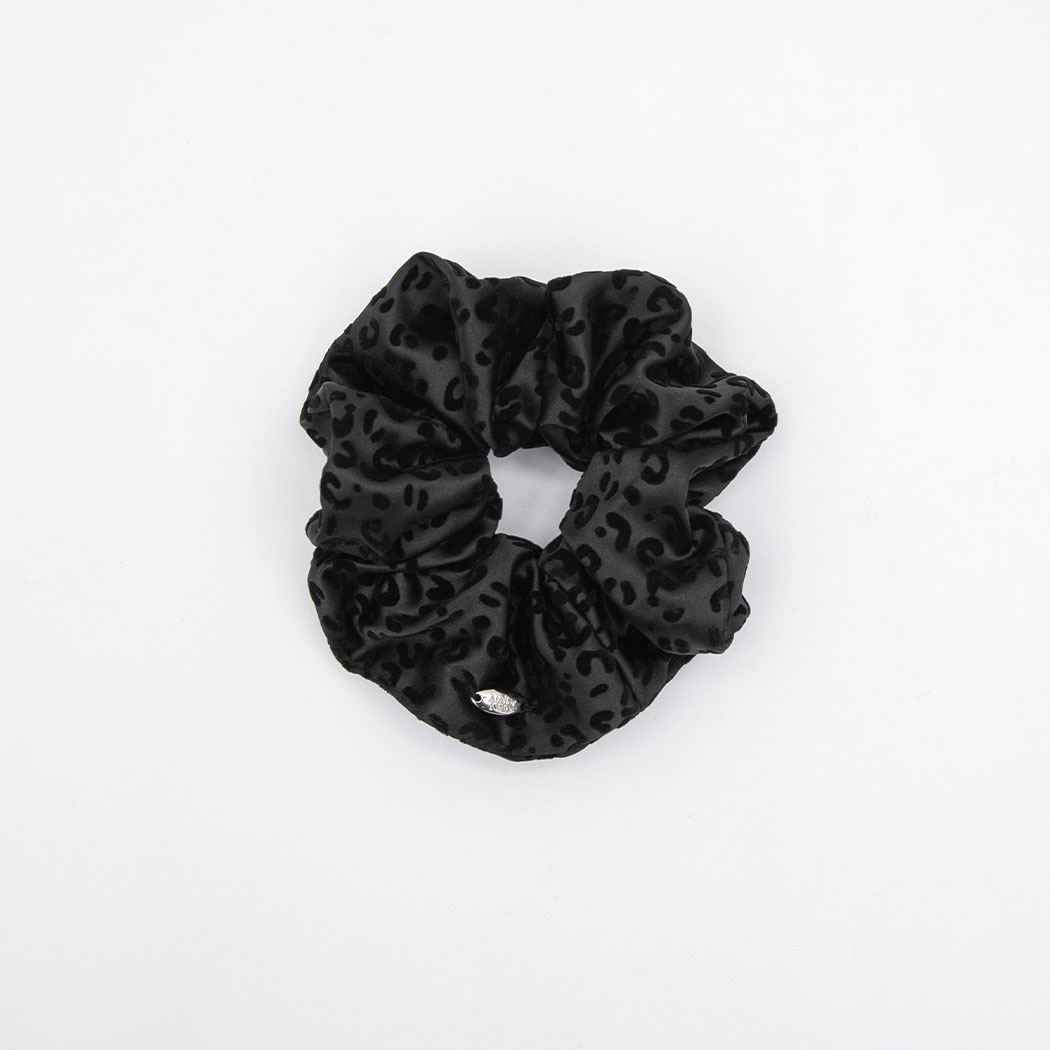 (HC-0057)BLACK LEOPARD SCRUNCHIE
