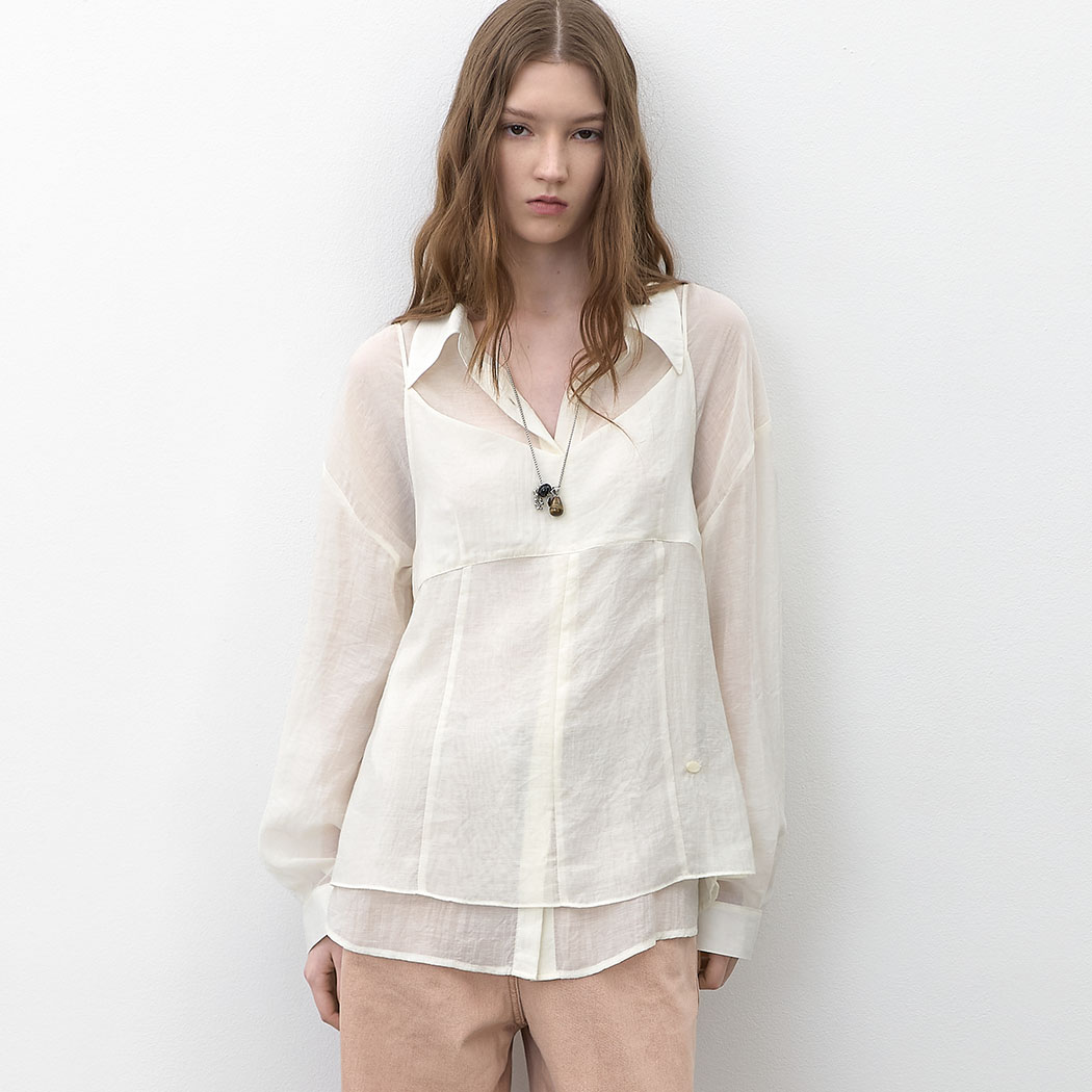 (Z-BL-4371)SADIE SHEER BUSTIER BLOUSE S