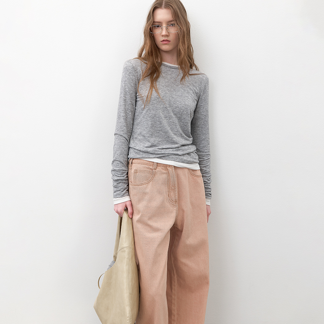 (ZT-7090)ESSENTIAL ROUND NECK SLIM TEE