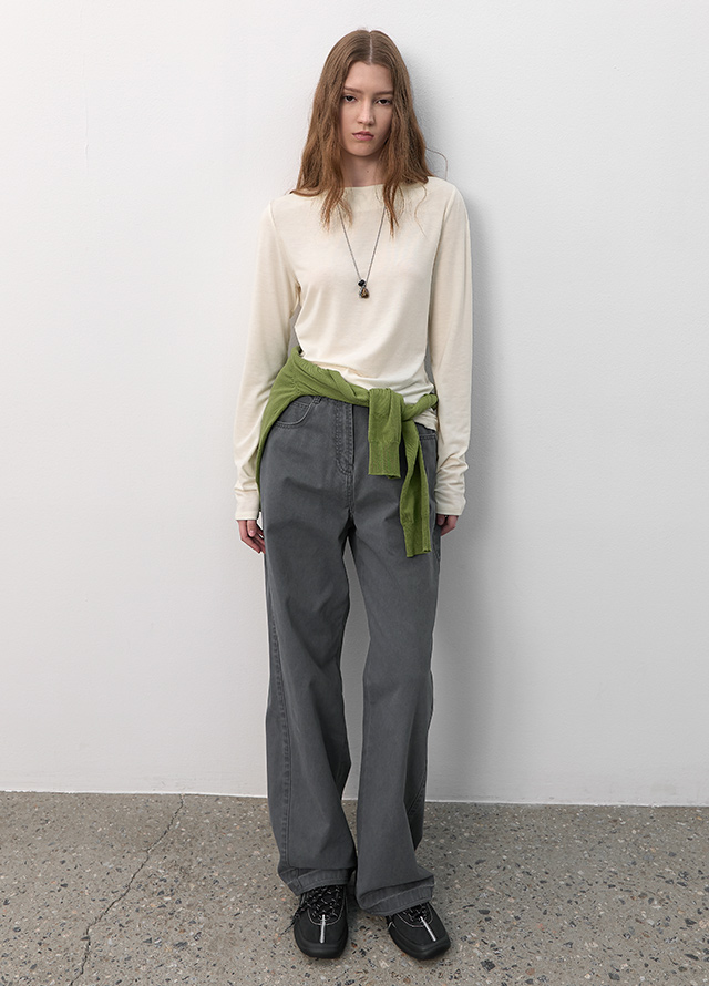 (SK-5044)ESSENTIAL STRIPE TUCK LONG SKIRT Korea